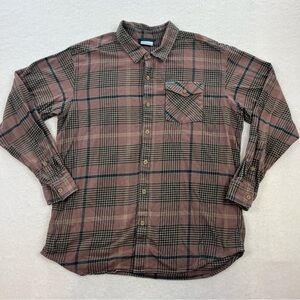 Columbia Men’s Brown Plaid Long Sleeve Button Down Size XL